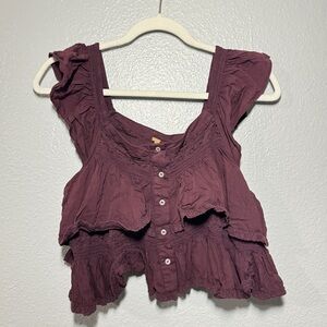 Free people eggplant ruffle tank top